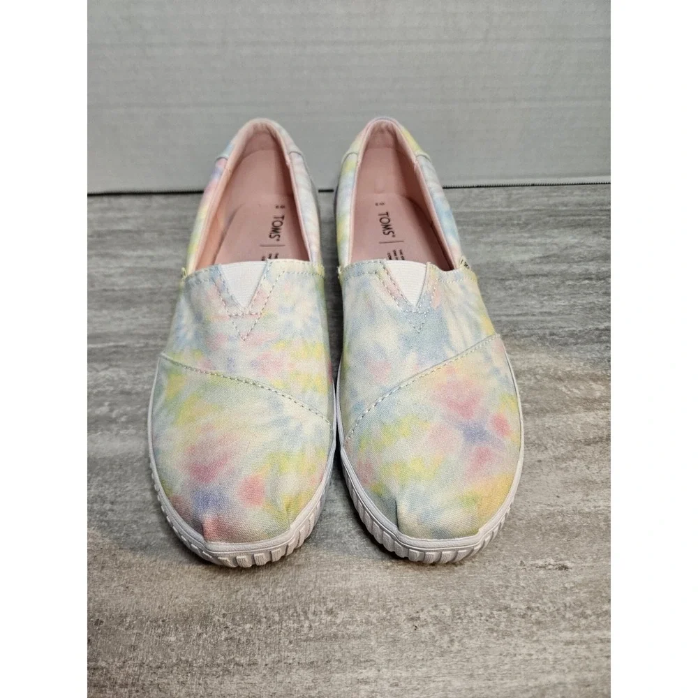 Toms women shoes Aplargata Indigo 10016617 white multi tie dye canvas SZ 9W